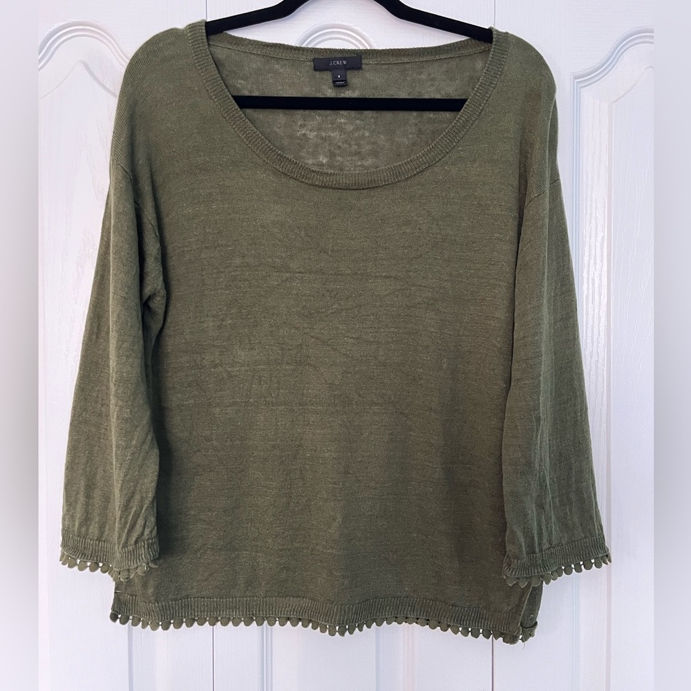 J. Crew Olive Green Scoop Neck Sweater